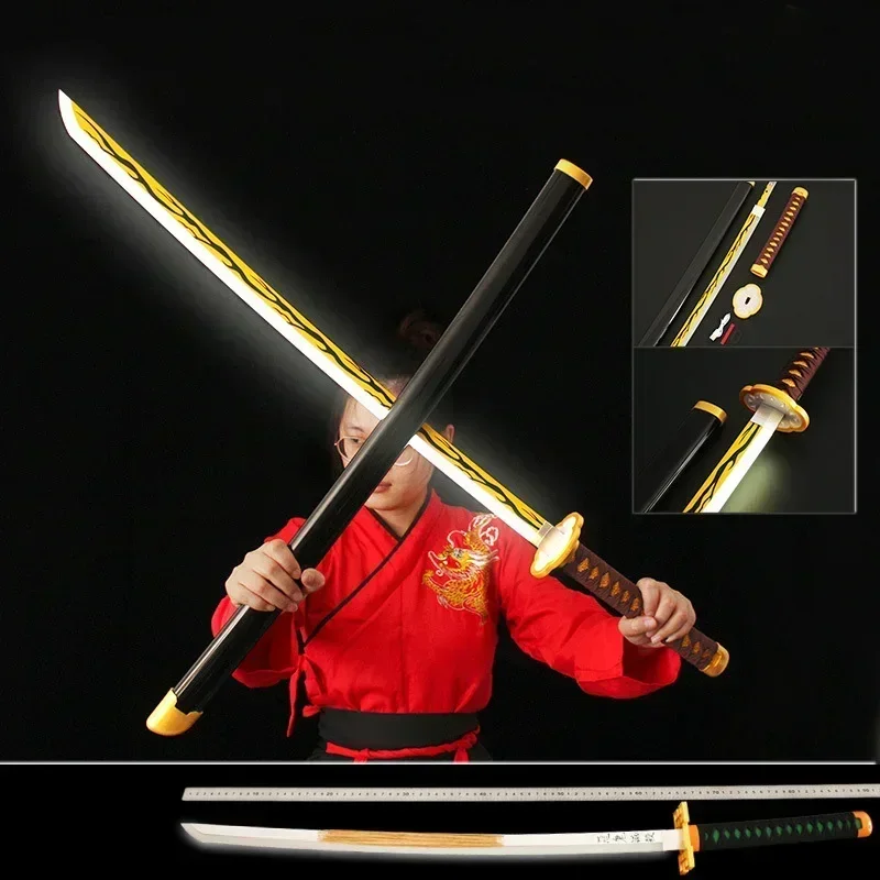 104cm Demon Slayer Anime Katana Nichirin Blade Wooden Samurai Sword Charge Luminescence Weapon Model for Cosplay Gifts Toys Boys 5