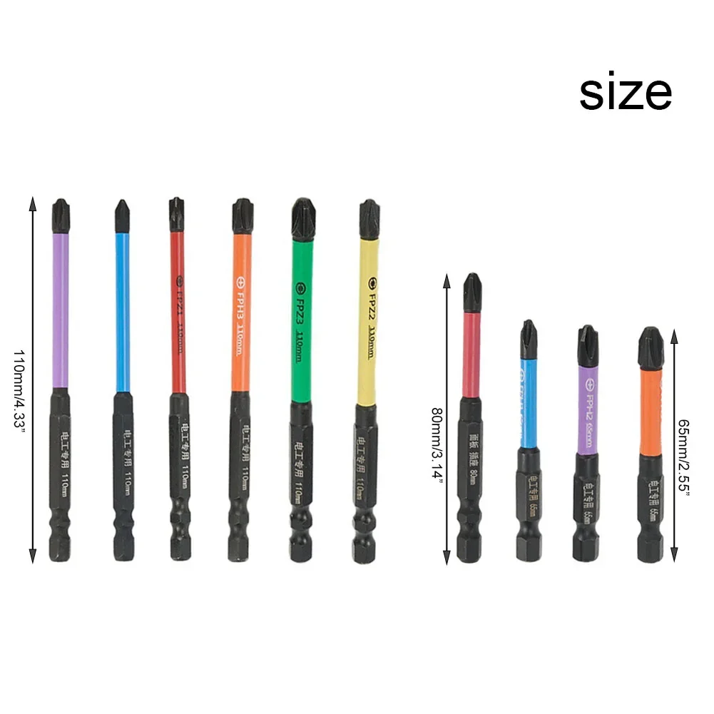 마그네틱 특수 십자 드라이버 비트, 소켓 스위치 전기 기술자 전동 공구용, FPH1, FPH2, FPH3, FPZ1, FPZ2, FPZ3, 65mm, 80mm, 110mm, 10 개