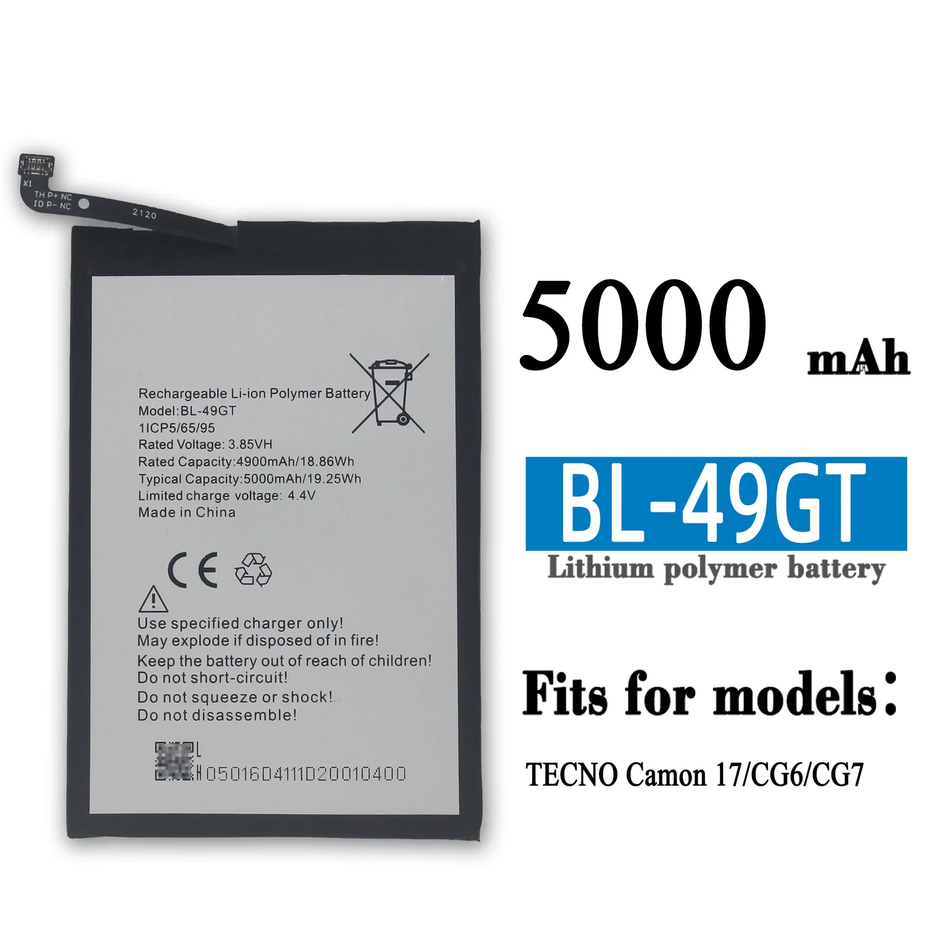 

BL-49GT Высококачественная запасная батарея для Infinix TECNO Camon 17 CG6 CG7 BL-49GT Встроенная батарея