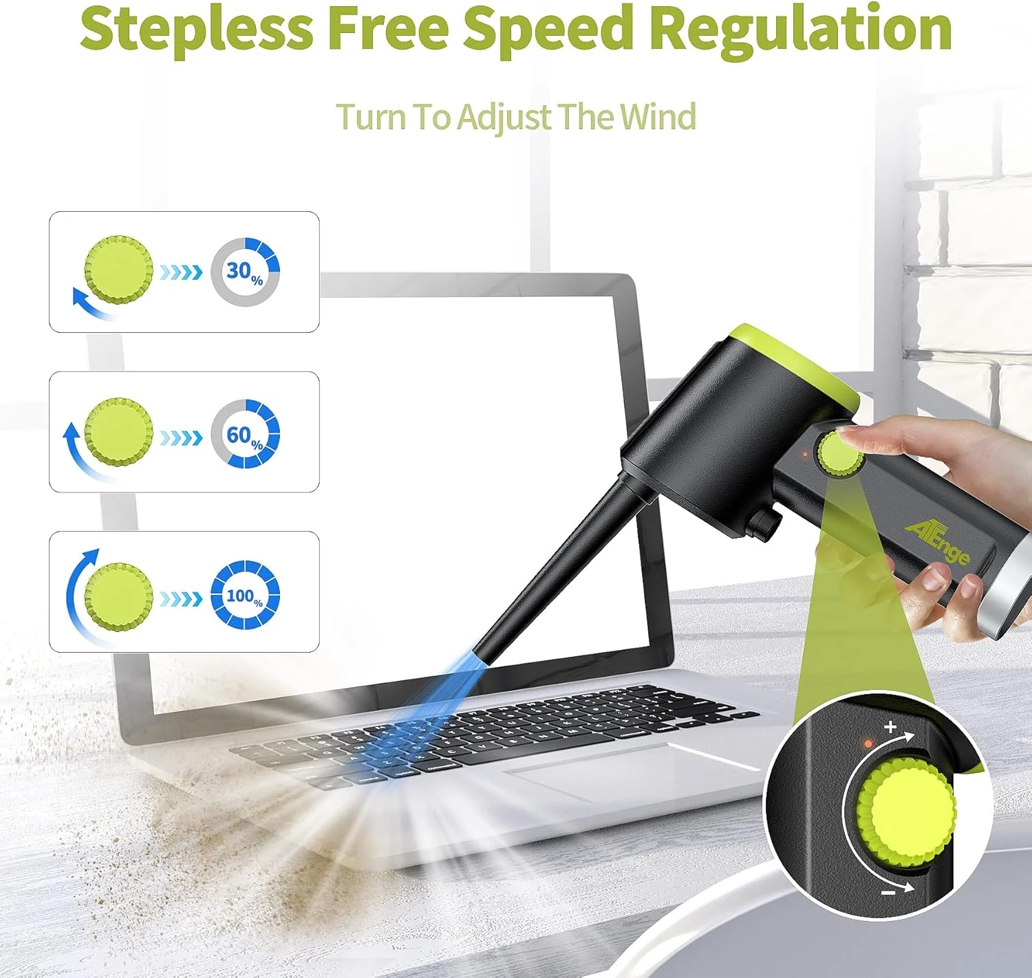 ATENGE Cordless Air Blower Keyboard Powerful Compressed Air Duster for PC Screen Car Cell Phone Cleaner Dust Removal