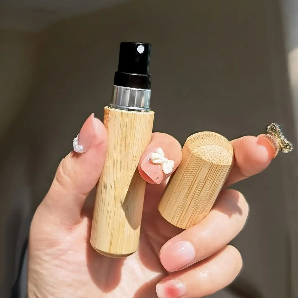 5/8ML Ultra Fine Refillable Perfume Bottle Mini Bottom Filling Liner Bamboo Spray Bottle Wood Portable Atomizer Gift