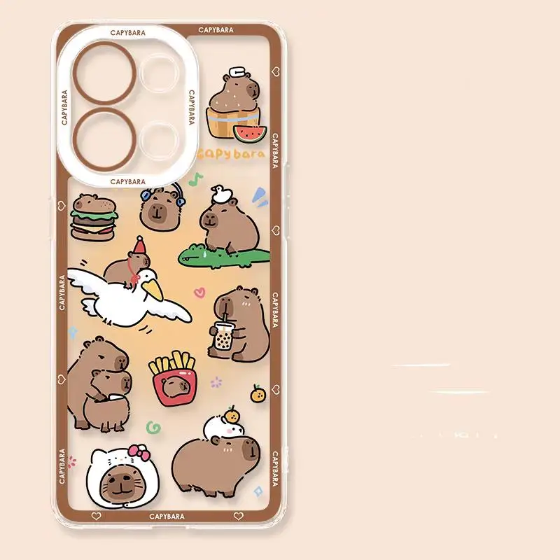 Playful Capybara Cartoon Transparent Silicone Phone Case