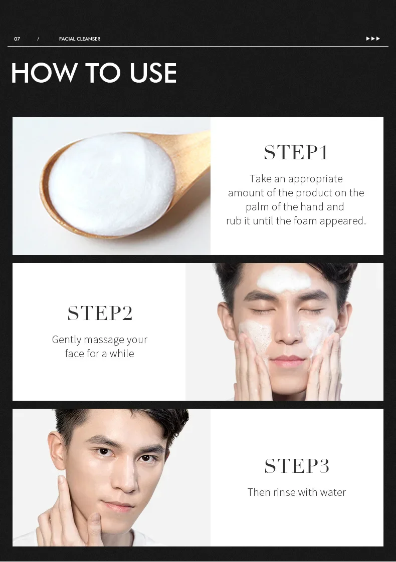 Men's facial Cleanser Rich Foam Deep Clean Remove Grease Improve Oily Face Wash Cream Gentle Moisturizing Remove Blackhead facial cleanser
