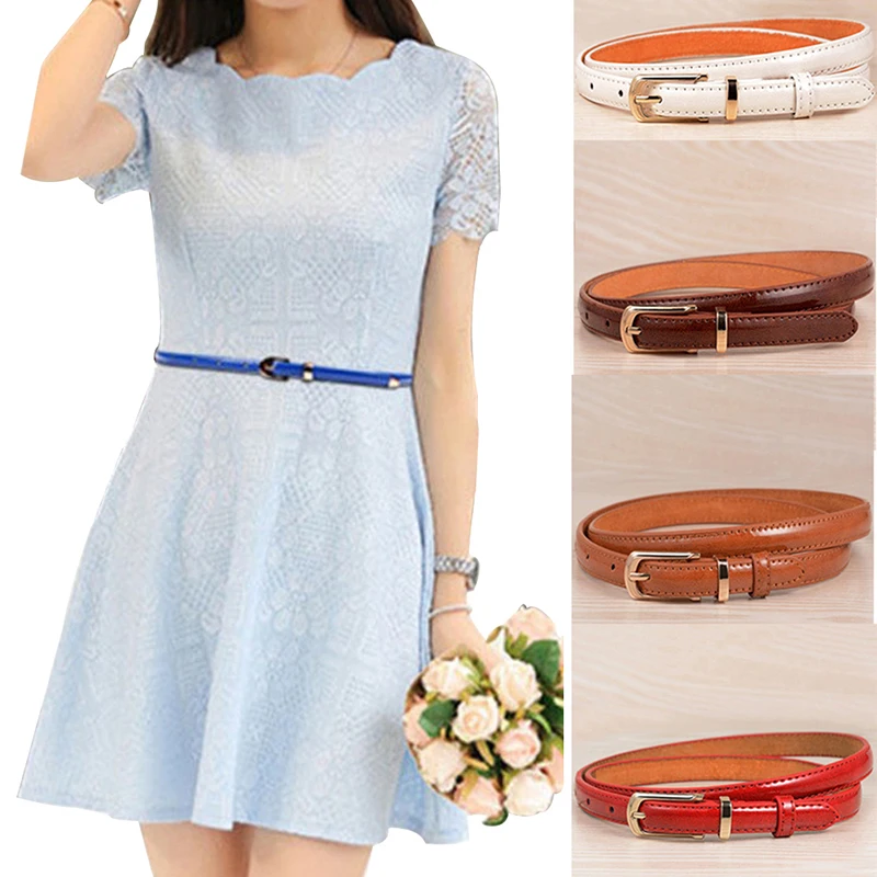 

Exquisite Dress Waist Belt Ladies Women Solid Color Thin PU Fashion Wild Belts