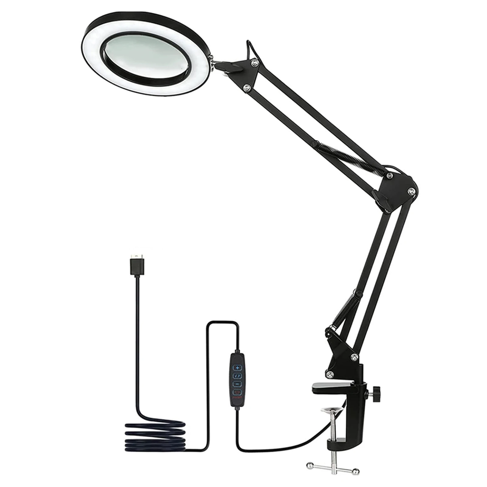 

5 X Magnifying Glass Light Clamp Desktop Lamp Stand Desk Table Close Work Up Led Folding Long Arm Clip Eye Protection Lamp Tools