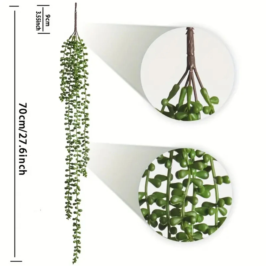 1 Bunch of Realistic Artificial Succulents Lover's Tears Vine Indoor Room Outdoor Garden Balcony Porch Flower Pot Hanging Basket Cuttings Creative Artificial Green Plants Birthday Housewarming Gift