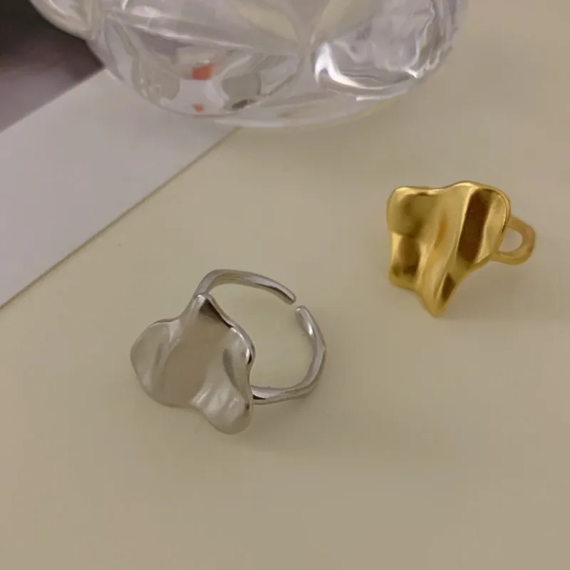 14k Gold Chunky Textured Ring for Women Irregular Statement Ring Jewelry Anillos Mujer