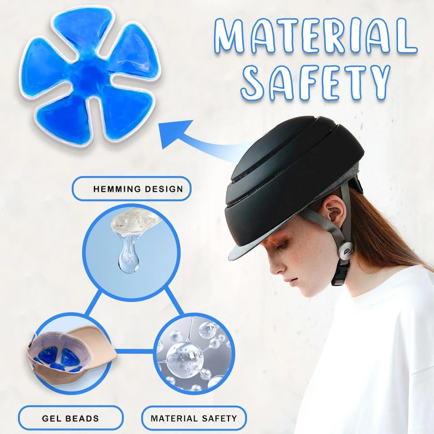 Ice Pack for Hard Hat Helmet Ice Packs Headache Cool Down Cold Pack Soothing Fever Migraine Gel Cooling Pack for Catcher Helmets