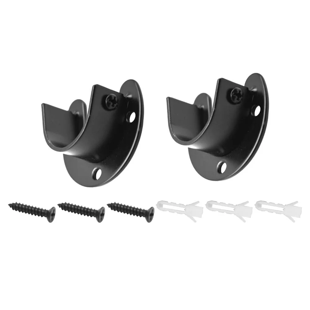 

2PCS Wardrobe Bracket Heavy Duty Rod Socket Flange Rod Holder Closet Rod End Support U Shaped Rail Support Furniture