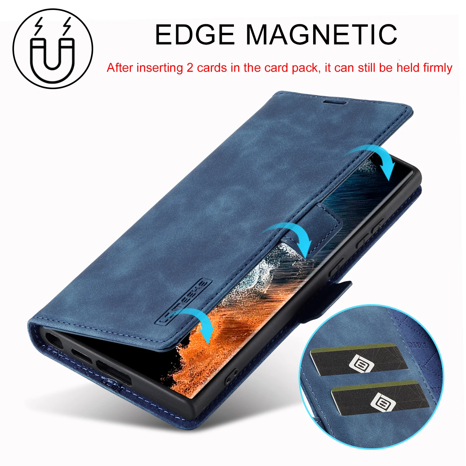 Leather Wallet Case with Magnetic Closure and Card Holder Slot, Shockproof Flip Cover