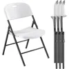 650 Weight Limit Heavy Duty Plastic Folding Chair with Reinfoced Steel Frame (White, 4 Pack), Beach Chairs 1