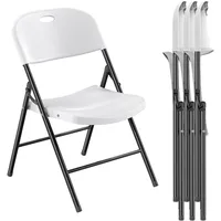650 Weight Limit Heavy Duty Plastic Folding Chair with Reinfoced Steel Frame (White, 4 Pack), Beach Chairs 1