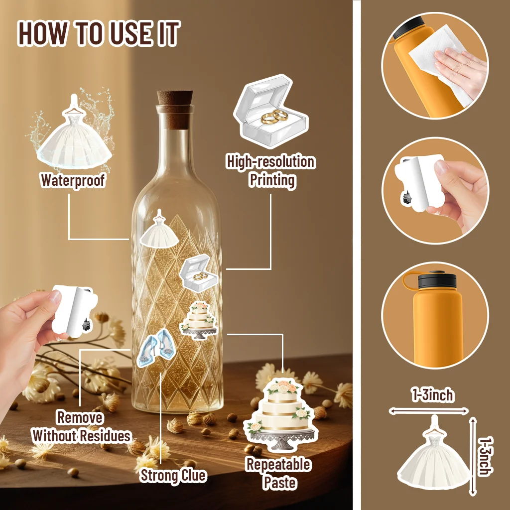 35pcs 로맨틱 웨딩 스티커 사랑스러운 로맨스 로맨틱 스티커 웨딩 스티커 기타 DIY 스케이트 보드 노트북 수하물 DIY