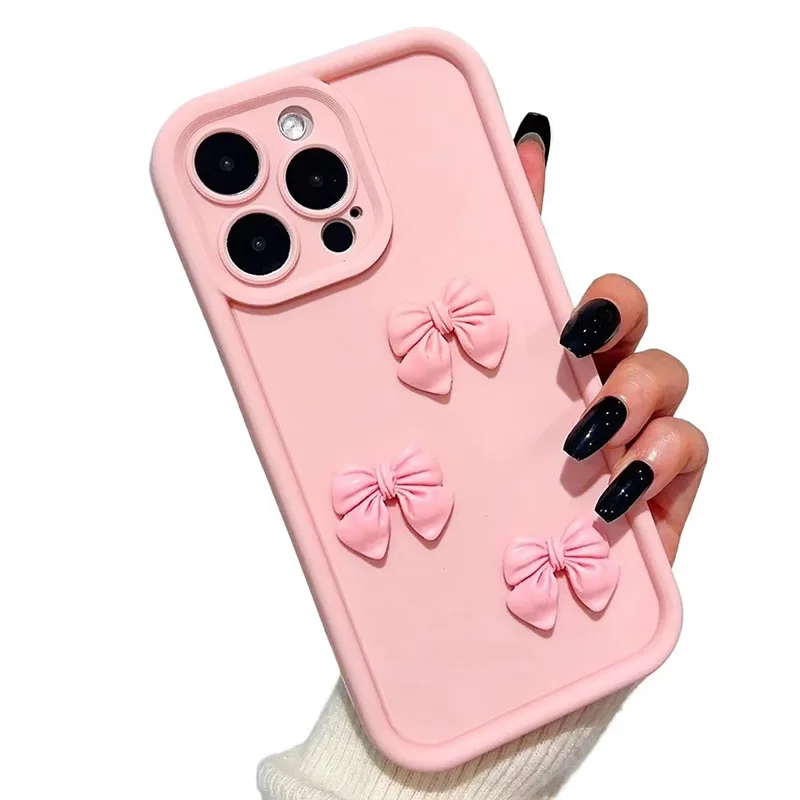 3D Pink Cute Butterfly Silicone Soft Phone Case - Shockproof Candy Cover