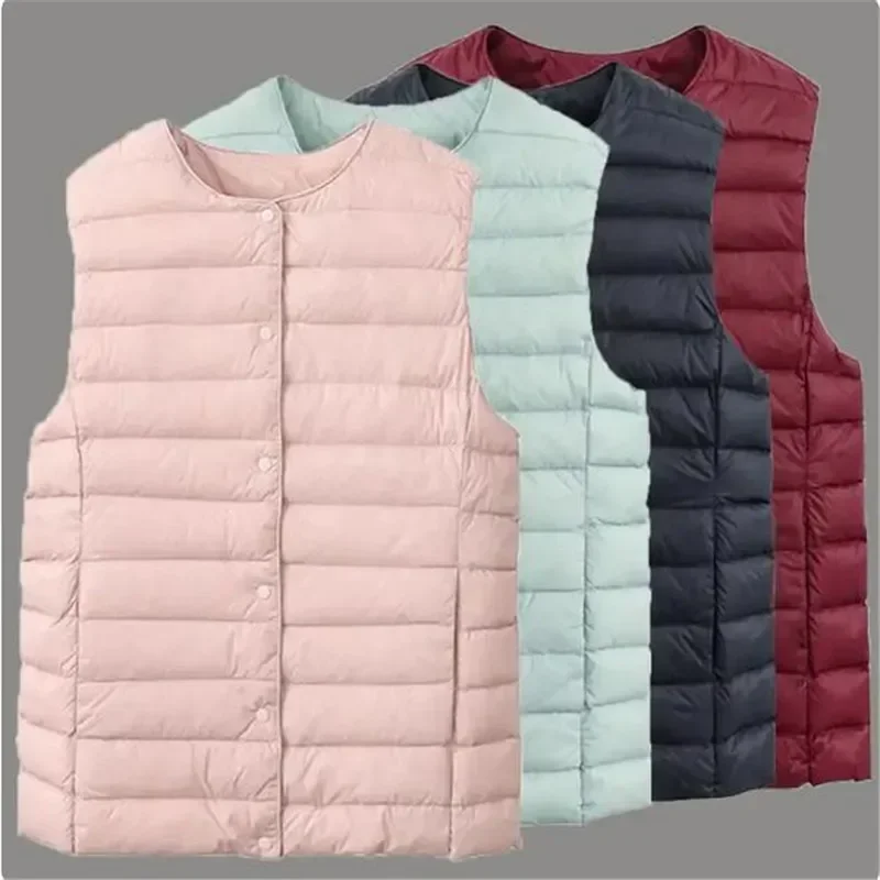 90% Ultra Light White Duck Down Women Vest Thin Coat Women Duck Down Sleeveless Jacket V Collar Or O Collar Coat