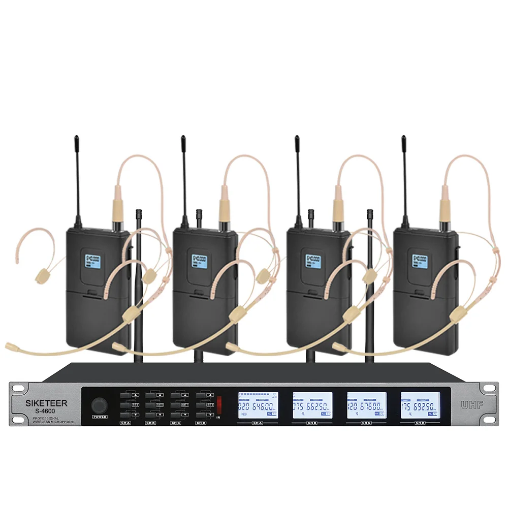 Professional UHF Wireless Microphone System Headset Microphone