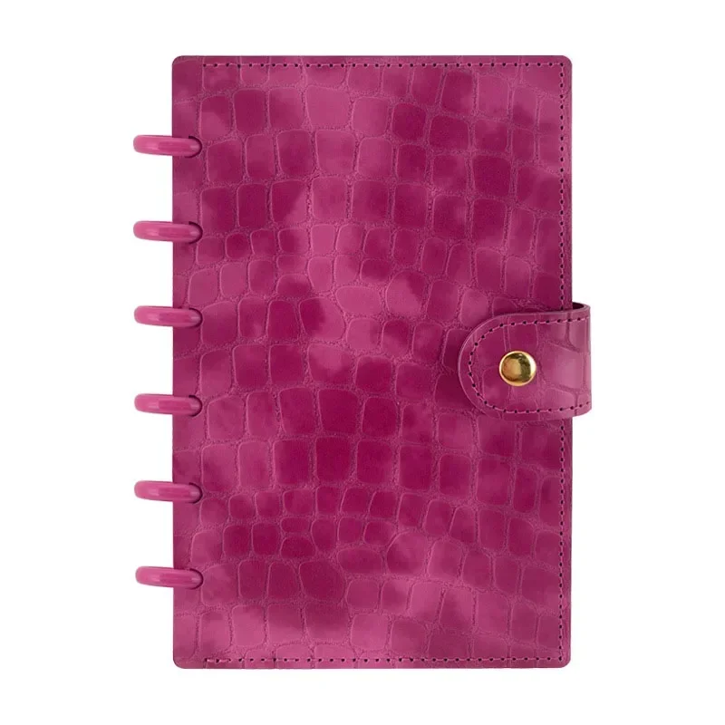Fromthenon A6 Leather Disc Bound Loose Leaf Notebook Leather Business Office Notebooks Mushroom Hole Journal Planner 5