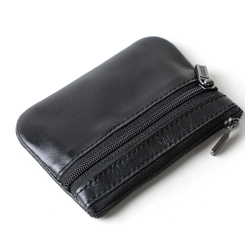 Mini Genuine Leather Wallet Simple and Portable Small Zipper Retro Coin Bag for Men and Women Slim Credit Card Holder coin purse coin wallet change bag card wallet women wallet