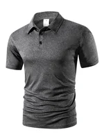 Polo d'été à manches courtes pour hommes, couleur unie, t-shirts à boutons, léger, revers, Streetwear, respirant, basique 5