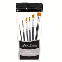 6-Piece Professional Nylon Artist Brush Set - Multi-Function Paint Brushes for Acrylic, Watercolor, Oil, Gouache Painting - Easy 1