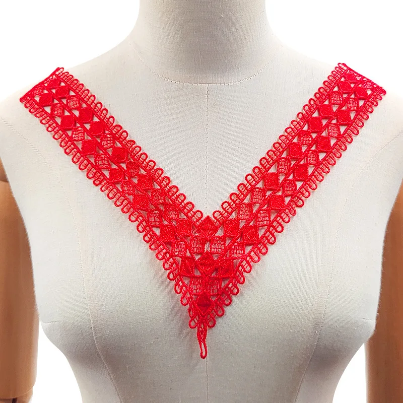 

20 шт. популярная кружевная ткань «сделай сам», одежда, воротник, манжеты, юбка, подол, отделка, красный, черный, белый, аксессуары для шитья