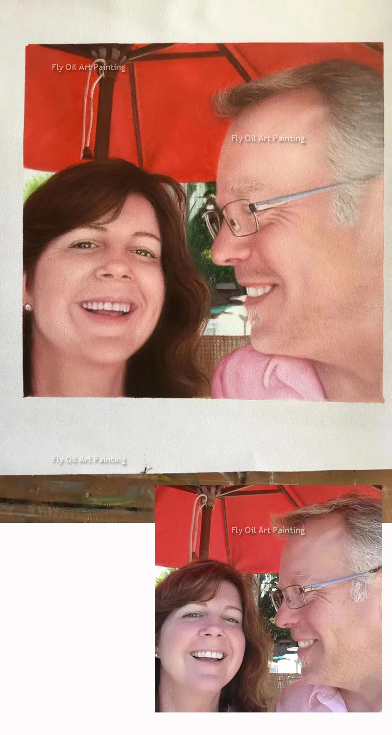 Dipinti a olio dipinti a mano su tela, pittura personalizzata, ritratto personalizzato a olio da foto, decorazioni murali per soggiorno. - immagine 3