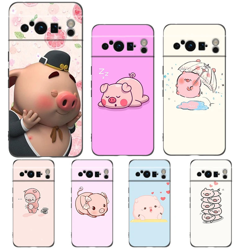 Adorable Pink Pig Cartoon Shockproof Silicone Phone Case Cover