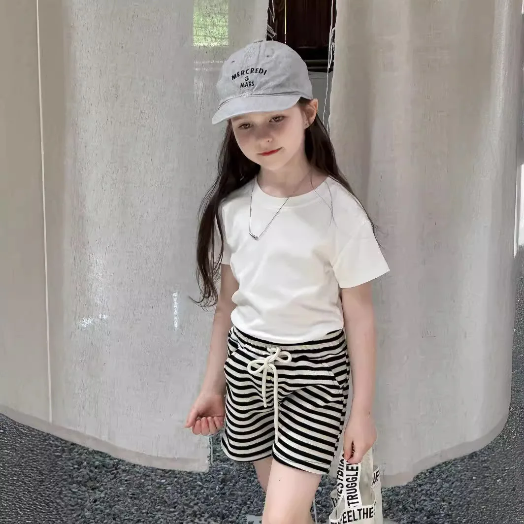 

Girls Casual Thin Shorts 2024 New Fashionable Korean Style Summer Casual Simple Loose Kids Soft Comfortable Shorts