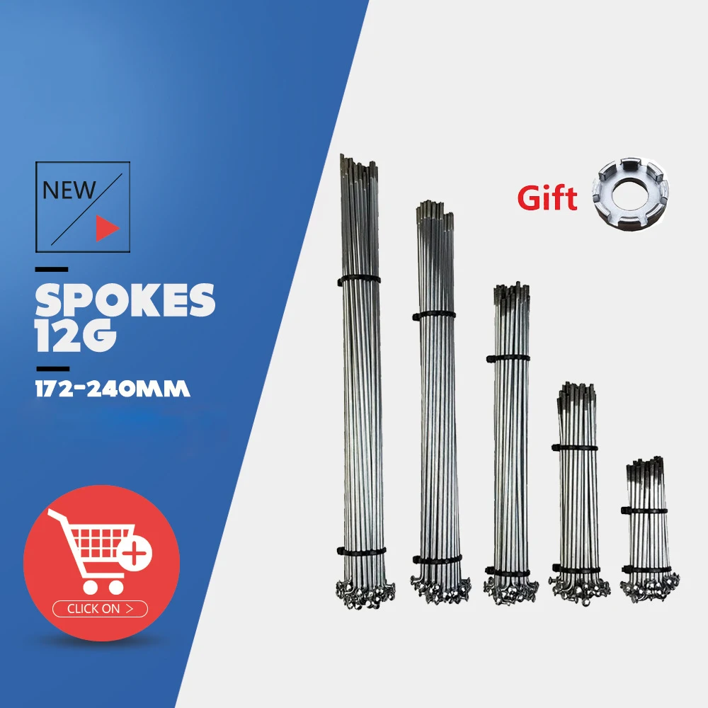 40Pcs 12G Slive E bike Spoke within Nipple Electric Bikes 2.6MM Stainless Steel Wheels Spokes J