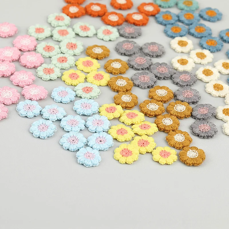 Clothes Applique 50pcs/lot Small Flower Patches Hand Stitch On Applique For Clothes Embroidered For Clothing DIY Motif Stripes Clothes 20mm