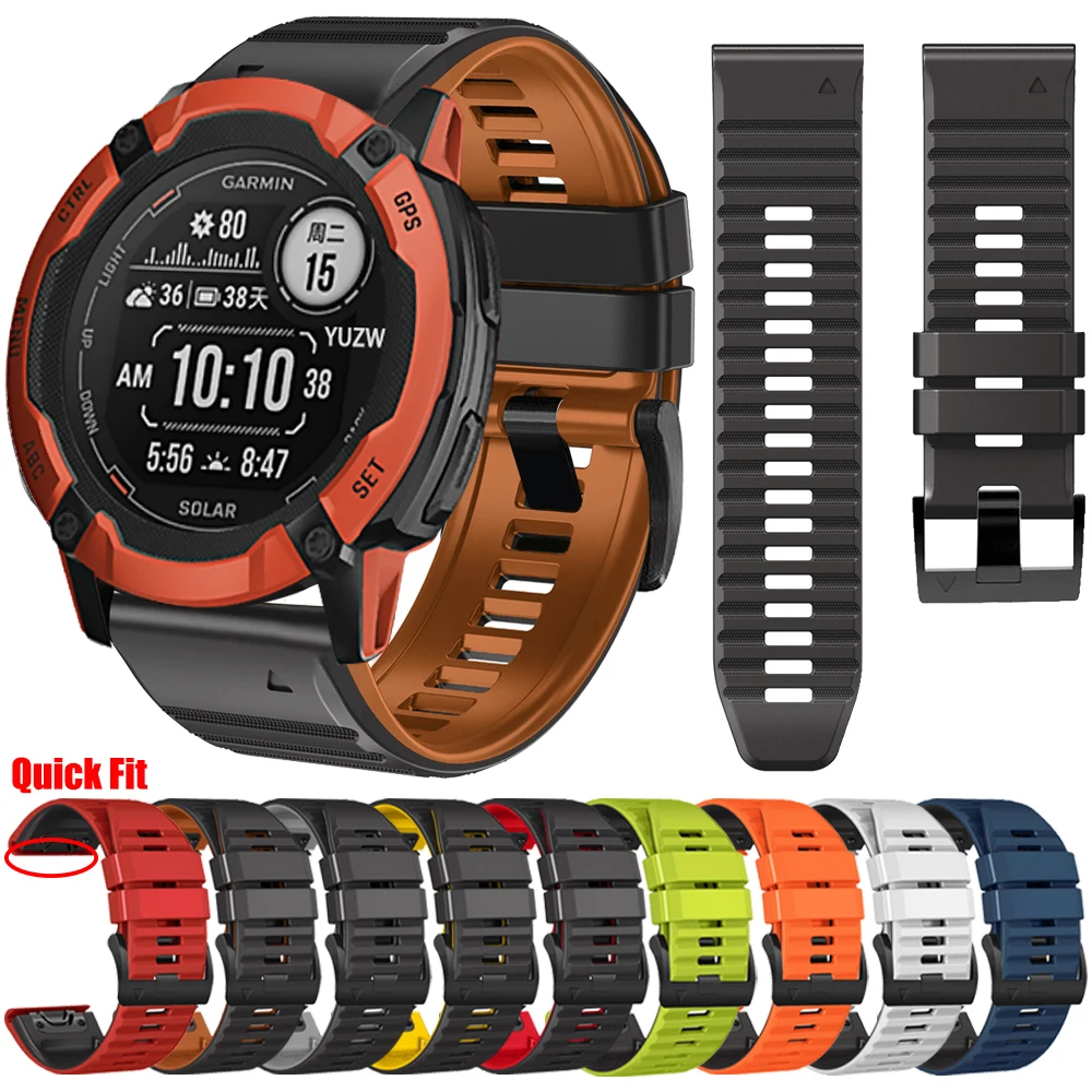 

26mm 22mm Quick Fit Watch Straps For Garmin Forerunner 965 955/Approach S60 S62/Instinct 2X Solar Silicone Wrist Band Bracelet