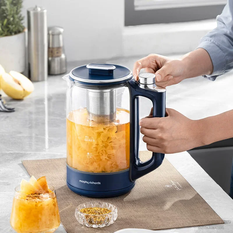 Morphy Richards 건강 보존 냄비, 1.5L 유리 전기 주전자, 온도 조절식 물 보일러, 티팟 스튜 디저트, MR6089