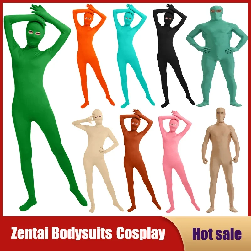 

New kid adult Lycra open eye full body suit Zentai custom back zipper second skin tight Halloween long sleeves cosplay jumpsuit