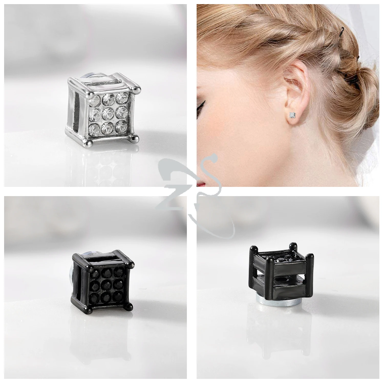 Stainless Steel Gold Color Magnetic Ear Cuffs No Piercing Women's Heart Stud Clip-on Earring,stud earrings,ear clip earrings,clip earrings,ear clip,magnetic earrings
