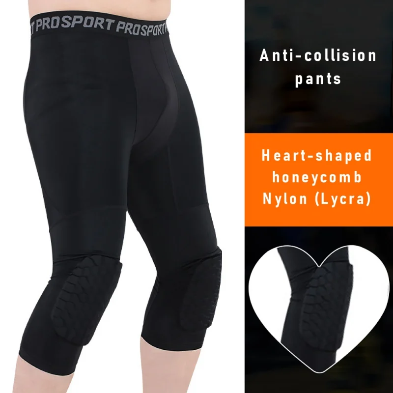 Casual Sports Pants 3/4 Tights Knee Pads Men Running