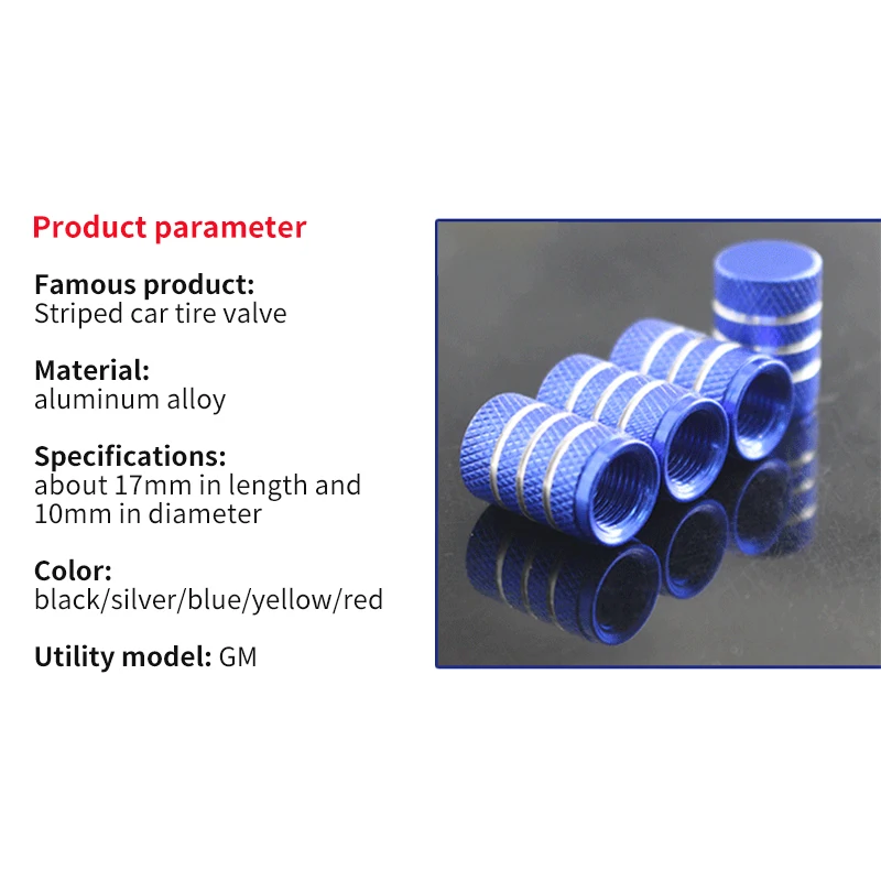4-Piece Aluminum Anti-Theft Tire Valve Stem Caps Set
