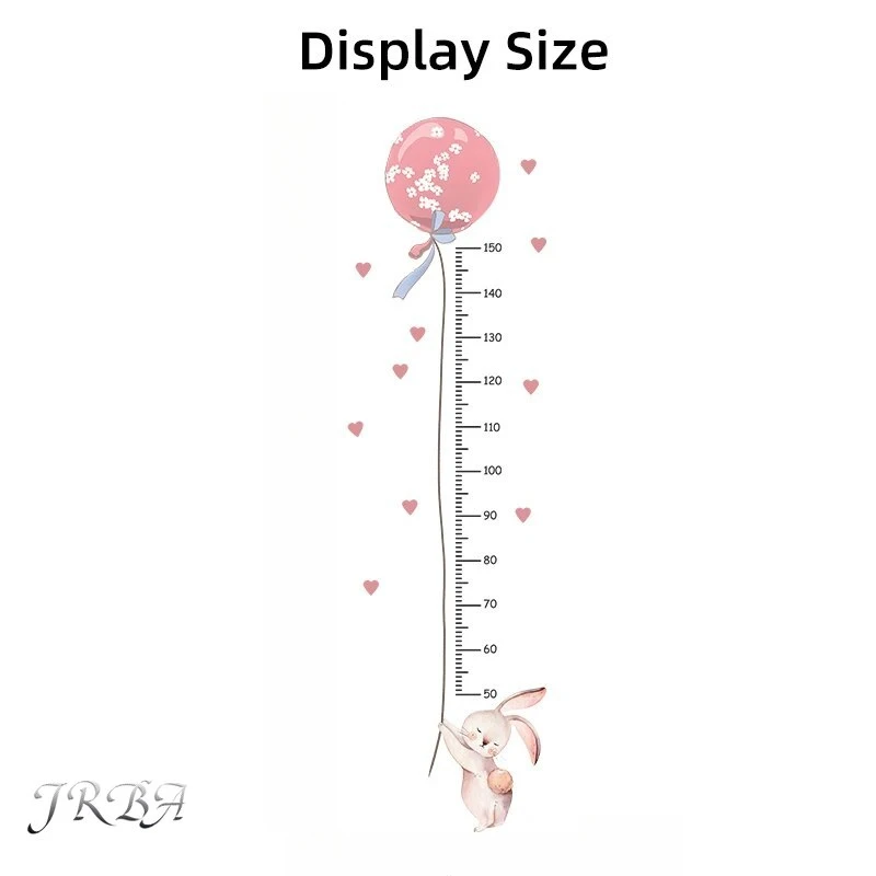 2Pcs Cartoon Rabbit Balloon Height Measurement Wall Stickers for Kids Room Bedroom