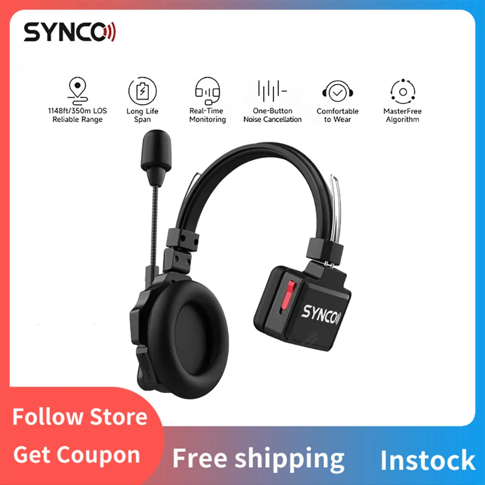 SYNCO Xtalk 무선 인터콤 시스템 통신 헤드셋, 배터리 포함, 소음 감소 인터콤 헤드셋, X1, X3, X5, 2.4G