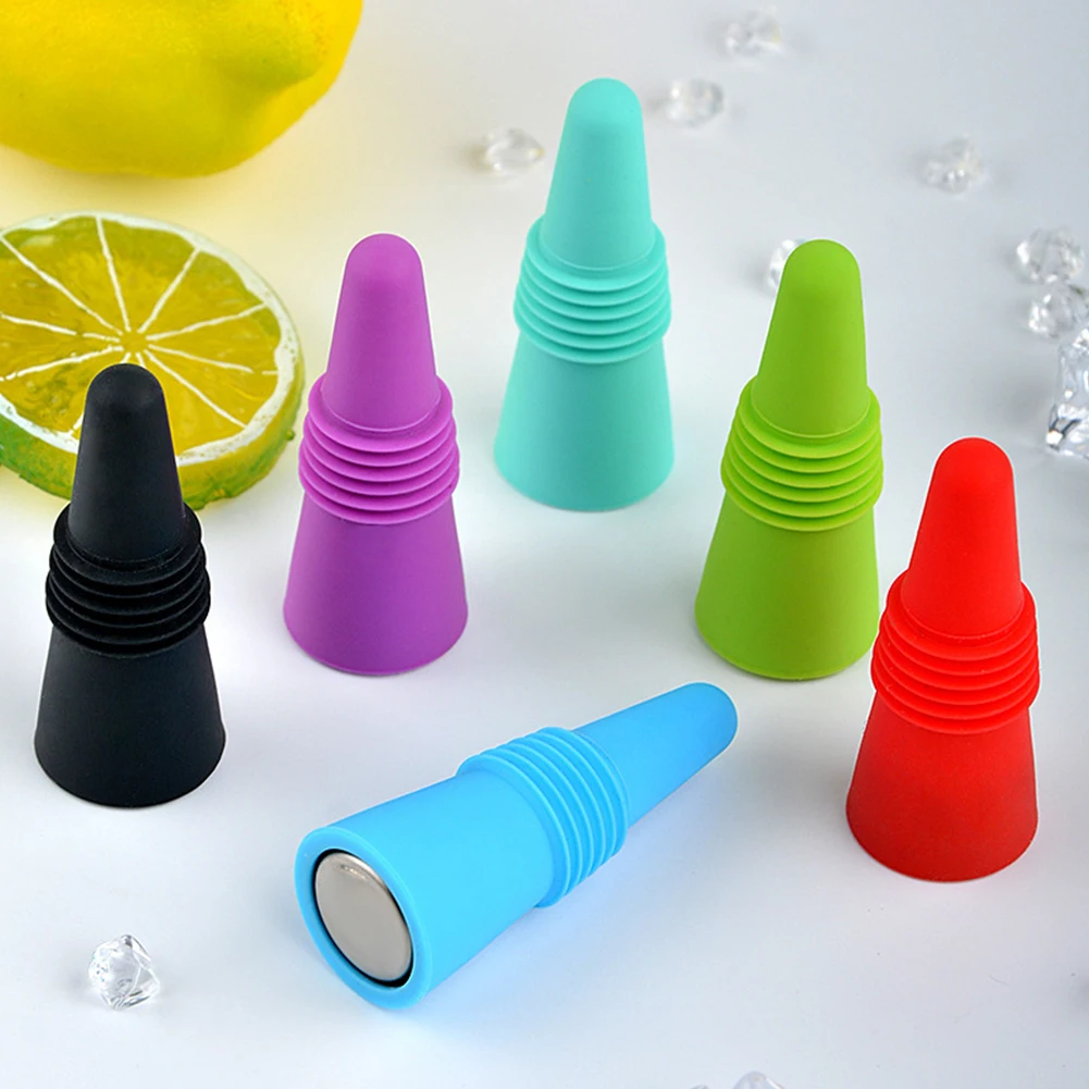 

Drink Sealer Wine Stopper Kitchen Bar Accessories Reusable Silicone Wine Stainless Steel Green Purple Blue Cyan