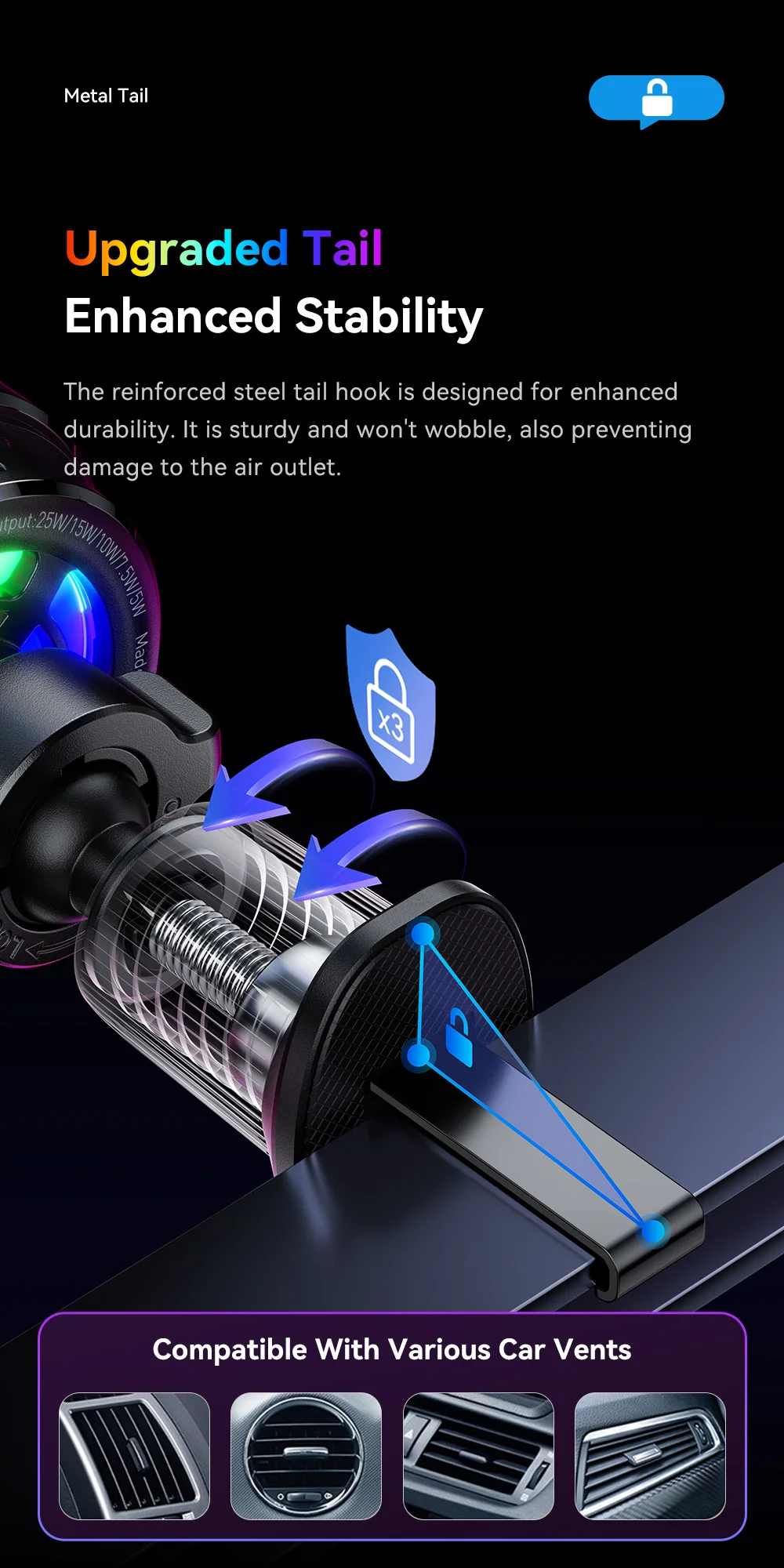 Essager supporto magnetico per auto con caricabatterie wireless e rgb_voghion.com
