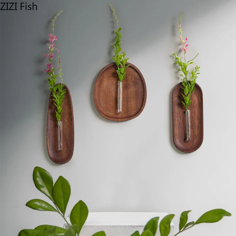 Elegant Wall-Mounted Wooden Vase for Decorative Floral Displays