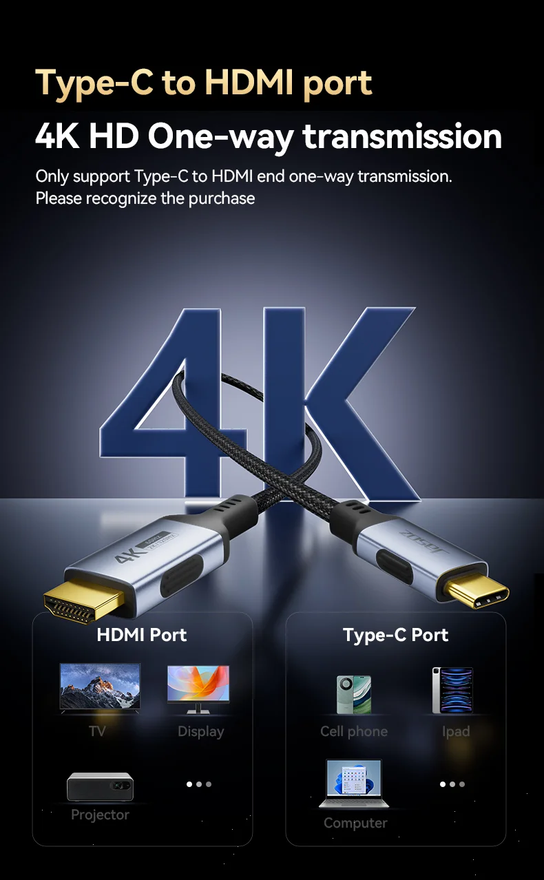 Jasoz typ c zu hdmi kabel adapter 4k 60hz für iphone 15 tv konverter macbook air ipad samsung pixel book xps usb c hdmi kabel – Detail 5