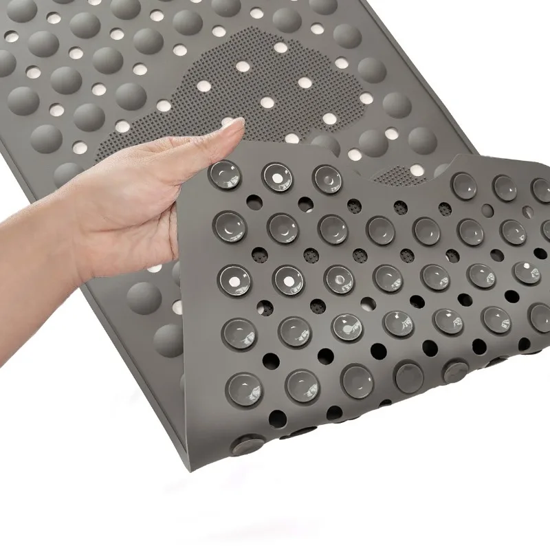 Silicone Non-slip Bathroom Floor Mat with Suction Cups and Massage Feature