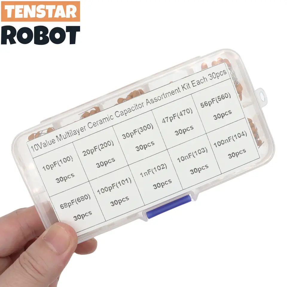 300pcs 10value 50v 10pf 20pf 30pf 47pf 56pf 68pf 100pf 1nf 10nf 100nf Multilayer Ceramic Capacitor Assortment Kit image 6