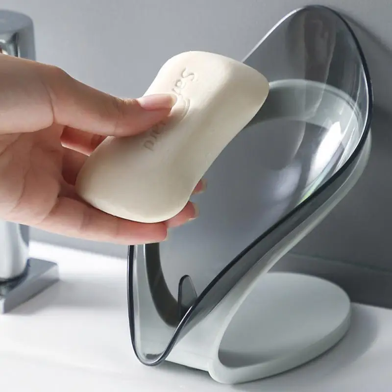 

Creative Sucker Soap Holder Leaf Shape Soap Box Drain Punch-free Soap Plate Bathroom Shower Storage Tray Bathroom Accessories