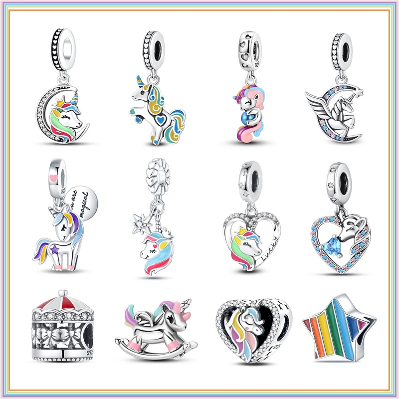 Бусины из серебра 925 пробы в виде радужного сердца