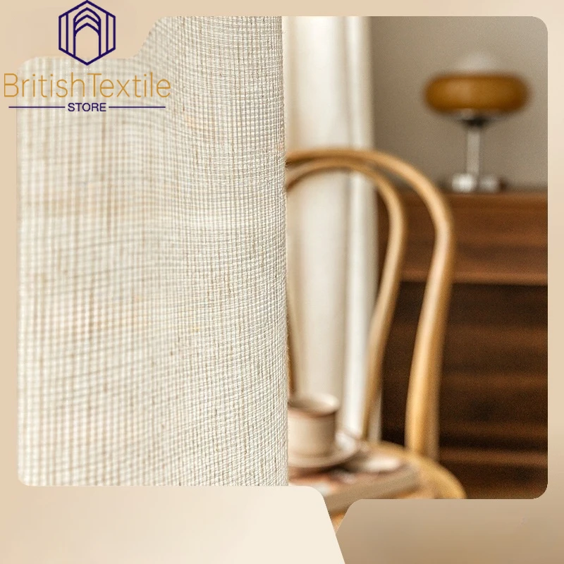 

Japanese Curtains for Living Dining Room Bedroom Translucent Impervious To Light Meijo Cotton and Linen Window Screen