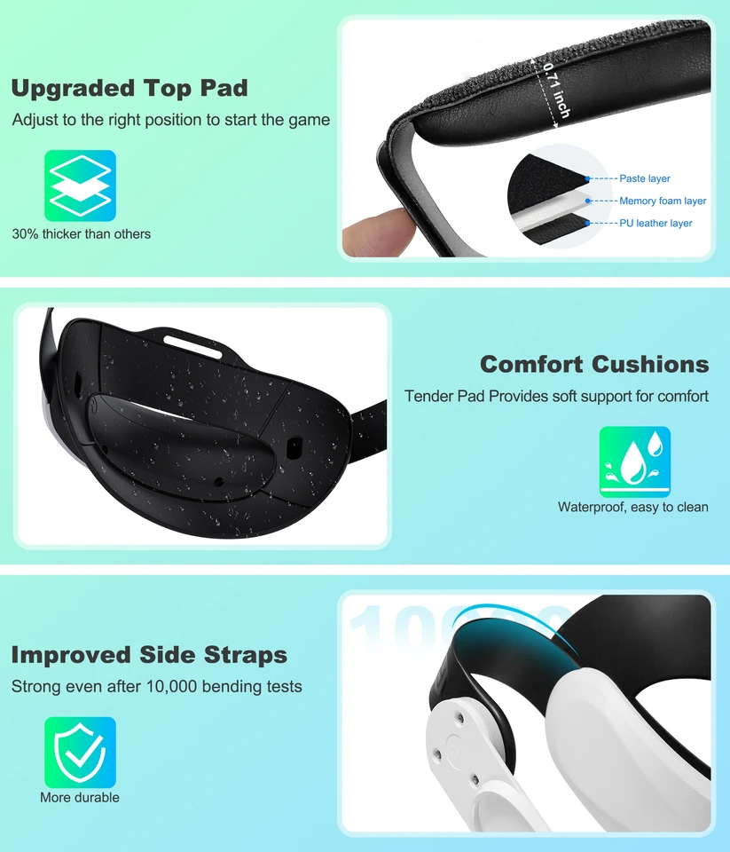 BEBONCOOL MQ5000 Meta Quest 3S/Quest 3/Quest 2 Head For Elite VR Headset Strap Pressure Game_voghion.com