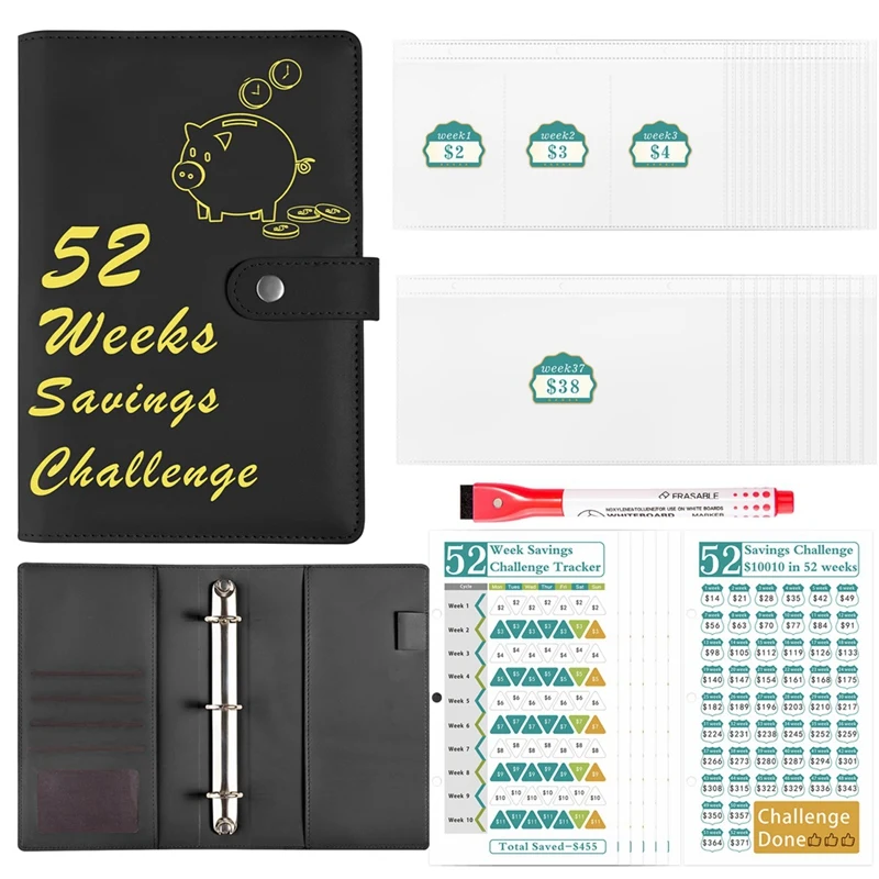 

52 Week Money Saving Challenge Binder With Savings Challenges Book Cash Envelopes For Budget Planner Financial