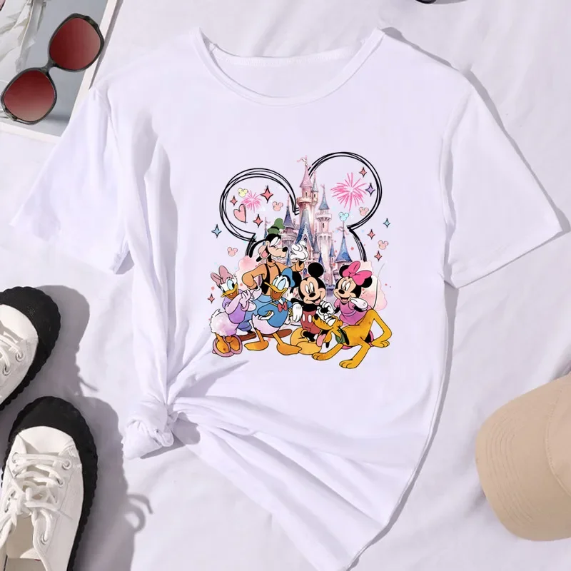 Summer Disney Micky Mouse Dreamy Castle Printed Kid T Shirt New Kawaii Cartoon Cotton Top Children Girl Clothing Baby Casual Tee 5